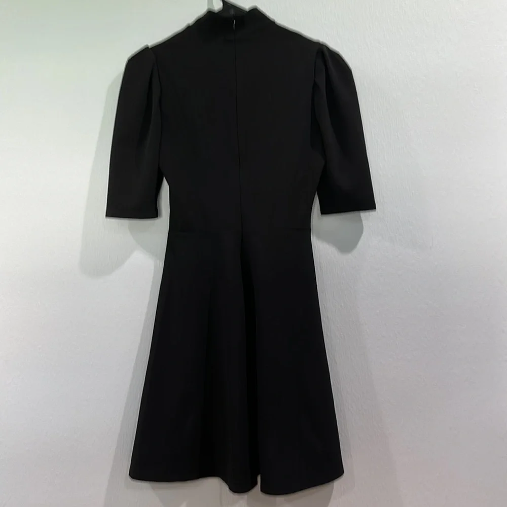 The Vanity Room black mock neck 3/4 puff sleeve circle skater dress mini - Picture 5 of 5
